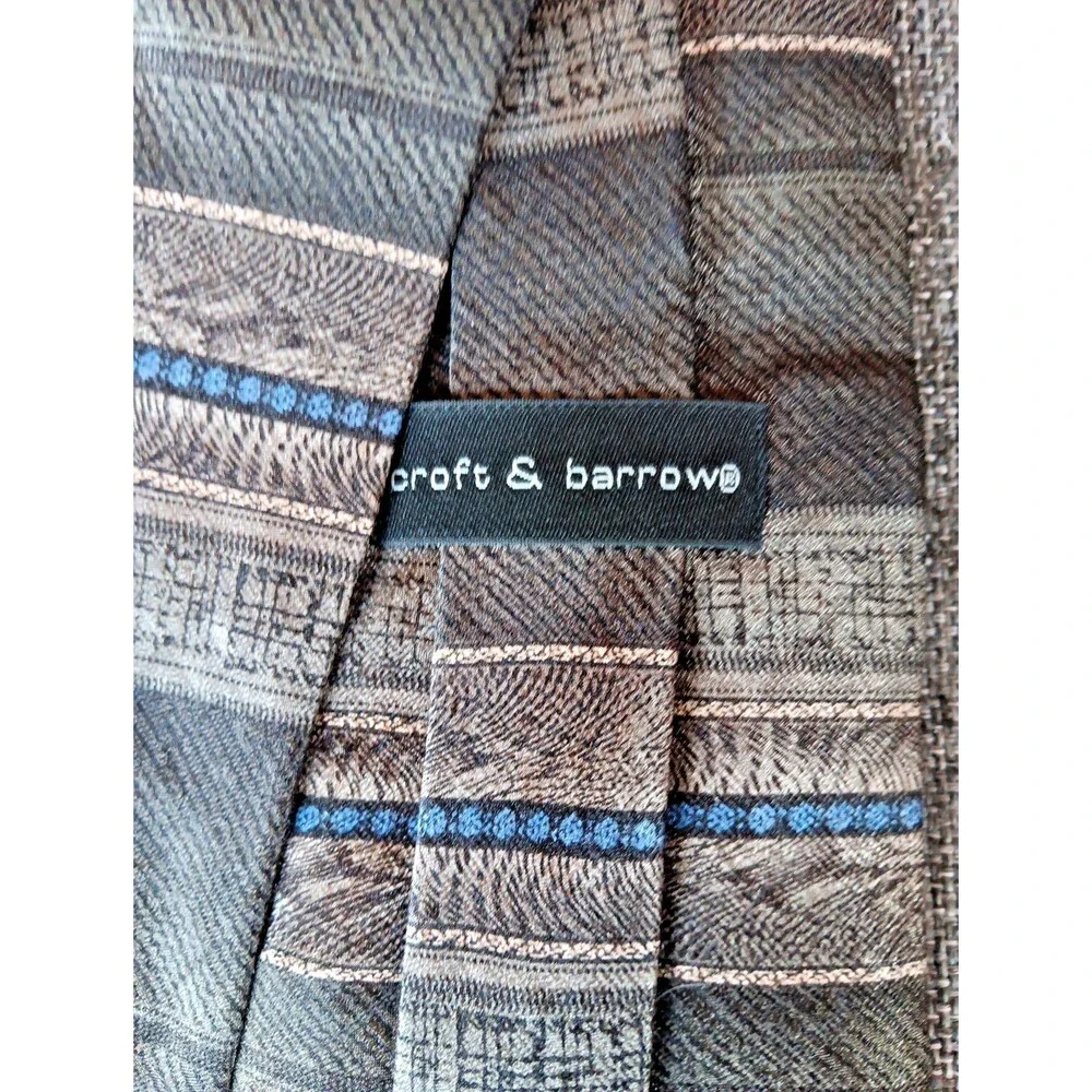 Tie 70s 80s 90s Y2K Mens Croft And Barrow Silk Gray Black Blue 4 Wide 59 Long